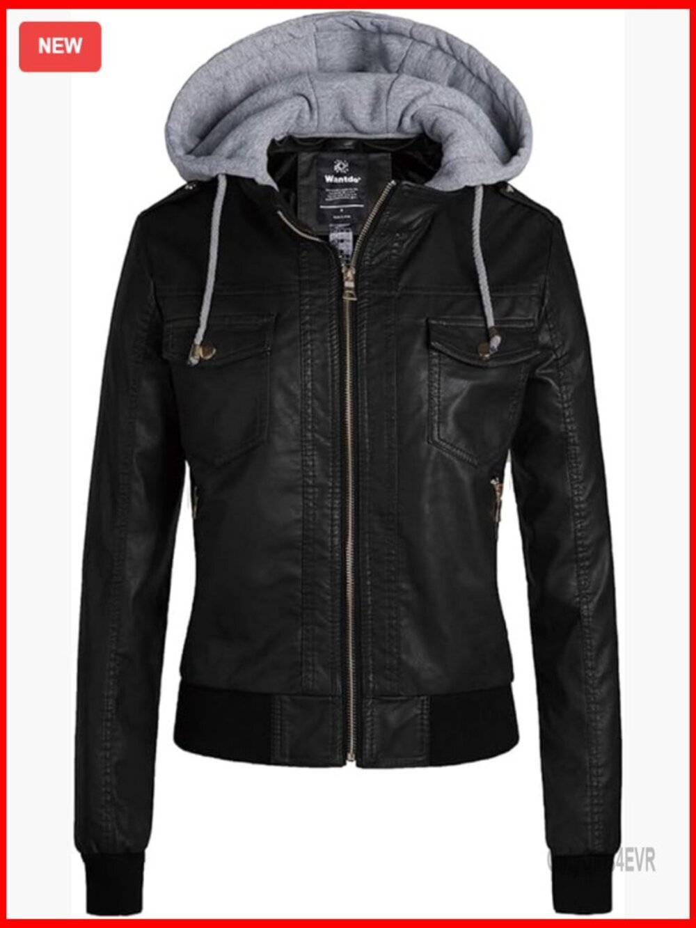 Lightweight PU Leather Motorcycle Jacket with Removable Hood, Slim Fit